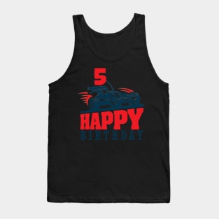 Kids th fifth  five years old happy birthday race car Tank Top